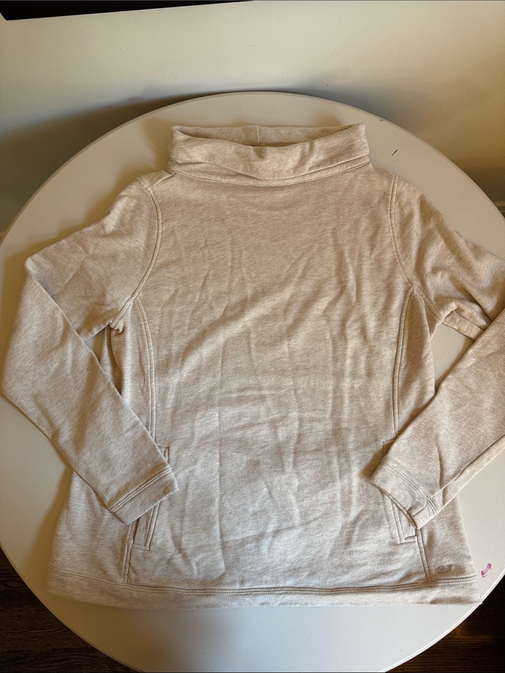 Vineyard Vines Cozy Cream Turtleneck Pullover with Kangaroo Pocket